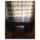 Dark Walnut Executive Desk with Pedestals, 64 x 30 x 29