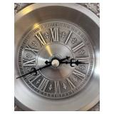 Round Silver-Tone Wall Clock with Hunting Scene Relief