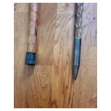 Carved Walking Sticks - Crook Handle & Antler-Handled (Lot of 2)