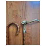 Carved Walking Sticks - Crook Handle & Antler-Handled (Lot of 2)