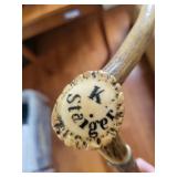 Carved Walking Sticks - Crook Handle & Antler-Handled (Lot of 2)