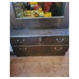 Vintage Wood Curio gun case Cabinet with Glass Door - 27W x 18D x 65H in, 2 Drawers