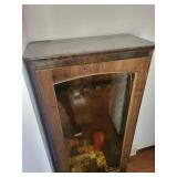 Vintage Wood Curio gun case Cabinet with Glass Door - 27W x 18D x 65H in, 2 Drawers