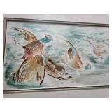 White Oak Gallery Framed Watercolor Birds Painting