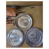 Pewter Tin Plates - Hunter, Deer & Bodensee Scene (Handwerks-Siegel) (Lot of 3)