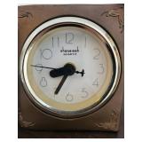 Shane-dah Quartz Clock - Book-Style Bronze-Tone Case with Duck Embossed Panel