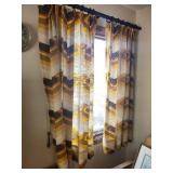Drapery - Vintage Custom Made, 4 Panels, Geometric Retro Print