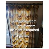 Drapery - Vintage Custom Made, 4 Panels, Geometric Retro Print