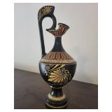 Mercury Killing a Giant - Handcrafted Black-Figure Amphora Vase, 11 in Tall