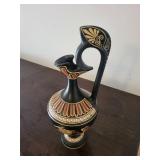 Mercury Killing a Giant - Handcrafted Black-Figure Amphora Vase, 11 in Tall