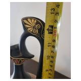 Mercury Killing a Giant - Handcrafted Black-Figure Amphora Vase, 11 in Tall