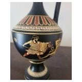 Mercury Killing a Giant - Handcrafted Black-Figure Amphora Vase, 11 in Tall