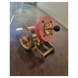 Vintage Spool Winder with Red Handle & Brass Wheel