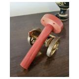 Vintage Spool Winder with Red Handle & Brass Wheel