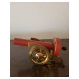 Vintage Spool Winder with Red Handle & Brass Wheel