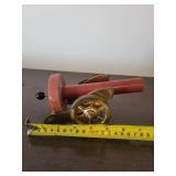 Vintage Spool Winder with Red Handle & Brass Wheel