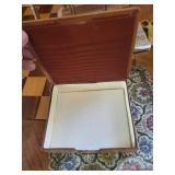 Vintage Brass Desk Set with Letter Rack, Candle Snuffer, Inkwell, 8 Turquoise Ceramic Dishes