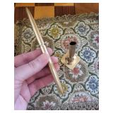 Vintage Brass Desk Set with Letter Rack, Candle Snuffer, Inkwell, 8 Turquoise Ceramic Dishes