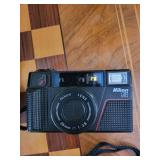 Nikon 35mm AF Film Camera w/ 35mm f/2.8 Lens & Canon ELPH Digital Camera & Leather Cases