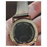 Elk Antler Dial Cross Crest Wristwatch - Brown Leather Strap
