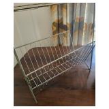 Vintage Two-Tier Wire Dish Rack with Wicker Pinecone Basket