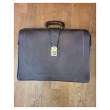 Leather Briefcase - Genuine Brown Leather with Brass Lock & Handle