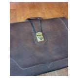 Leather Briefcase - Genuine Brown Leather with Brass Lock & Handle