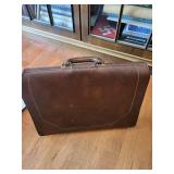 Leather Briefcase - Genuine Brown Leather with Brass Lock & Handle