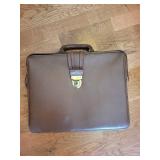 Monarch Leather Attache Case - Vintage Brown Briefcase with Brass Lock