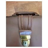 Monarch Leather Attache Case - Vintage Brown Briefcase with Brass Lock