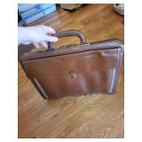 Monarch Leather Attache Case - Vintage Brown Briefcase with Brass Lock