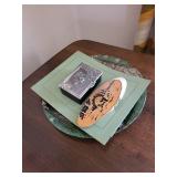 Moose Round Plate with Woodland Scene - Oval Inset, Deer Relief Plaque & Rabbit Print (Lot of 4)