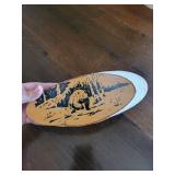 Moose Round Plate with Woodland Scene - Oval Inset, Deer Relief Plaque & Rabbit Print (Lot of 4)