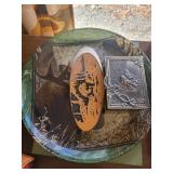 Moose Round Plate with Woodland Scene - Oval Inset, Deer Relief Plaque & Rabbit Print (Lot of 4)