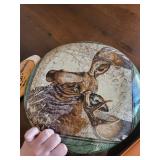 Moose Round Plate with Woodland Scene - Oval Inset, Deer Relief Plaque & Rabbit Print (Lot of 4)