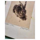 Moose Round Plate with Woodland Scene - Oval Inset, Deer Relief Plaque & Rabbit Print (Lot of 4)