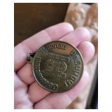 Hl. Christophorus Statuette & Krizik Medal & June 1993 Medallion Set in Blue Box