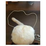 Cream Faux Fur Round hand warmer - Rope Handles