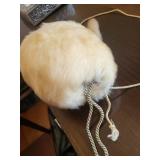 Cream Faux Fur Round hand warmer - Rope Handles