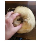 Cream Faux Fur Round hand warmer - Rope Handles