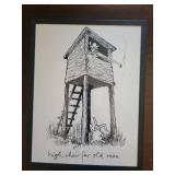 High Chair for Old Men - Framed Ink Drawing