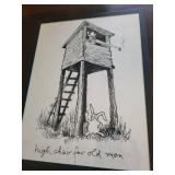 High Chair for Old Men - Framed Ink Drawing