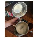 Pewter Tankard with Lid & 4 Hunting Scene Goblets - Ornate Relief Set, Vintage Collectible