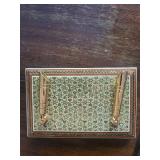 Vintage Persian Khatam Kari inlaid wooden pen holder /trinket tray