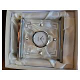 Mikimoto International Quartz Desk Clock - Glass Frame with 2000 Anniversary Coin