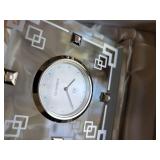 Mikimoto International Quartz Desk Clock - Glass Frame with 2000 Anniversary Coin