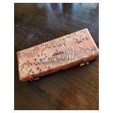 Three Buddhist Medallions in Pink Brocade Box with White Satin Liner (Three-Coin Set)