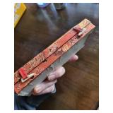 Three Buddhist Medallions in Pink Brocade Box with White Satin Liner (Three-Coin Set)