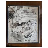 Abstract Industrial Cityscape Framed Art Print - Monochrome Wall Decor