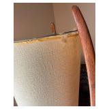 Vintage MCM Sculptural Wood Tripod Floor Lamp w Cone Shade 59in